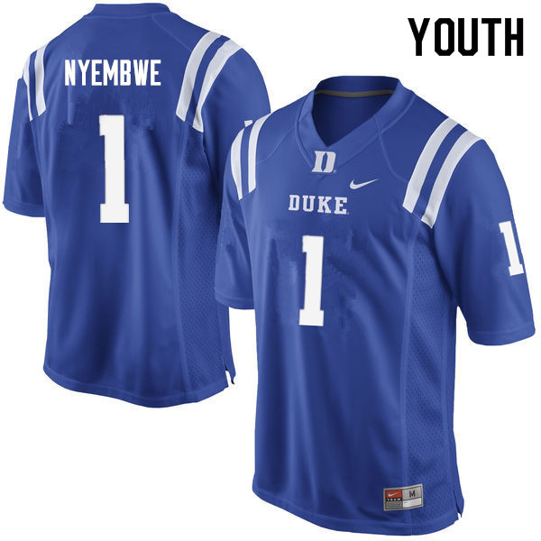 Youth #1 Axel Nyembwe Duke Blue Devils College Football Jerseys Sale-Blue
